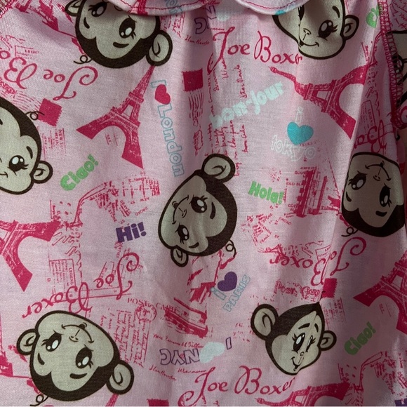 Joe Boxer Monkey Print Pink Long Sleeve Pajama Shirt-Size 2T-New With Tags - Picture 2 of 6
